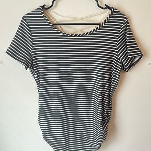 Striped Shirt with Lace Back